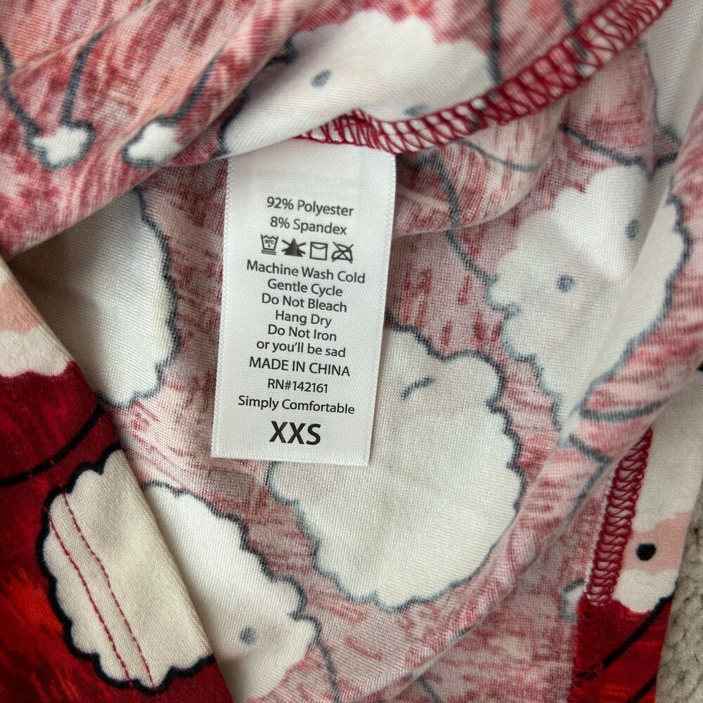 LuLaRoe Gigi Shirt Womens XXS Red Santas Christmas Santa Hats Holiday Ladies - Picture 9 of 9